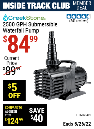 Harbor Freight Tools Coupons, Harbor Freight Coupon, HF Coupons-2500 Gph Submersible Waterfall Pump