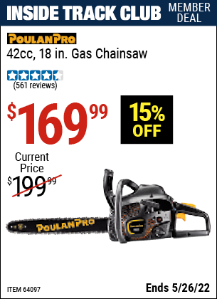 Harbor Freight Tools Coupons, Harbor Freight Coupon, HF Coupons-42cc 18 in. Gas Chainsaw