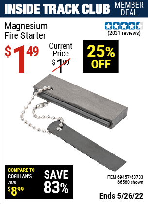 Harbor Freight Tools Coupons, Harbor Freight Coupon, HF Coupons-Magnesium Fire Starter