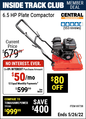 Harbor Freight Tools Coupons, Harbor Freight Coupon, HF Coupons-6.5 Hp Plate Compactor (179 Cc)