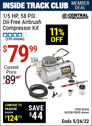 Harbor Freight Tools Coupons, Harbor Freight Coupon, HF Coupons-58 Psi Airbrush Compressor And Airbrush Kit