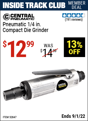 Harbor Freight Tools Coupons, Harbor Freight Coupon, HF Coupons-Pneumatic 1/4 in. Compact Die Grinder