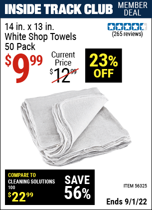 Harbor Freight Tools Coupons, Harbor Freight Coupon, HF Coupons-14 in. x 13 in. White Shop Towels, 50 Pk.