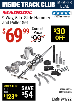 Harbor Freight Tools Coupons, Harbor Freight Coupon, HF Coupons-Maddox 9 Way, 5 Lb. Slide Hammer Puller Set