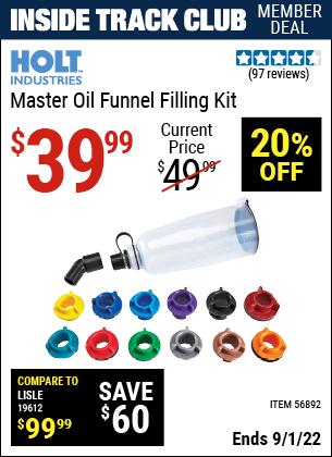 Harbor Freight Tools Coupons, Harbor Freight Coupon, HF Coupons-Master Oil Funnel Filling Kit
