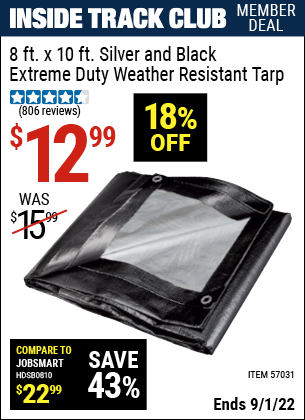 Harbor Freight Tools Coupons, Harbor Freight Coupon, HF Coupons-8 ft. x 10 ft. Silver & Black Extreme Duty Weather Resistant Tarp