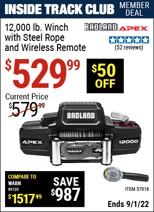 Harbor Freight Tools Coupons, Harbor Freight Coupon, HF Coupons-APEX 12,000 lb. Winch with Steel Rope and Wireless Remote