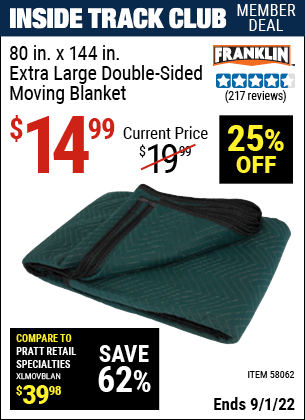 Harbor Freight Tools Coupons, Harbor Freight Coupon, HF Coupons-80 in. x 144 in. Extra Large Double-Sided Moving Blanket