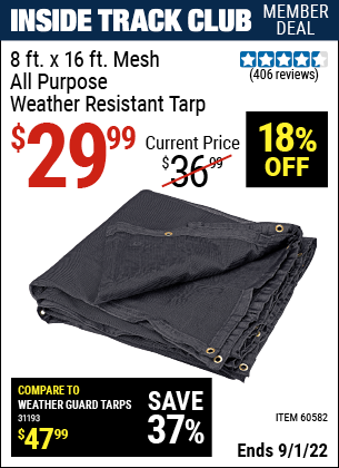 Harbor Freight Tools Coupons, Harbor Freight Coupon, HF Coupons-8 Ft. X 16 Ft. Mesh All Purpose Weather Resistant Tarp