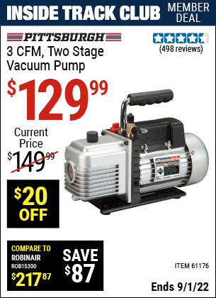 Harbor Freight Tools Coupons, Harbor Freight Coupon, HF Coupons-3 Cfm Two Stage Vacuum Pump