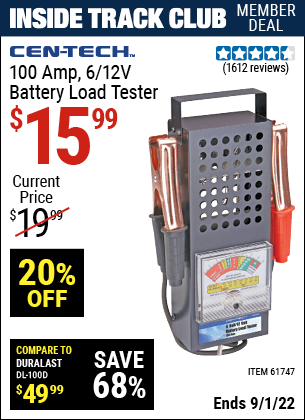Harbor Freight Tools Coupons, Harbor Freight Coupon, HF Coupons-100 Amp 6/12 Volt Battery Load Tester