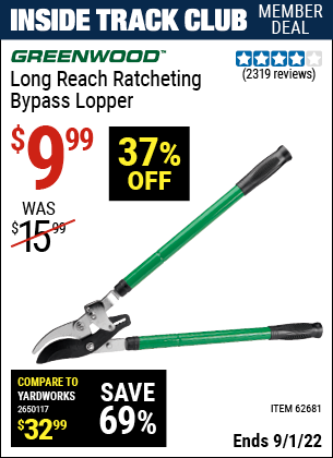 Harbor Freight Tools Coupons, Harbor Freight Coupon, HF Coupons-Long Reach Ratcheting Bypass Lopper