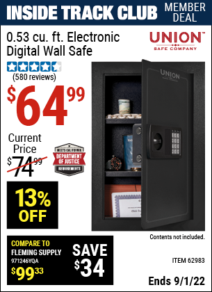 Harbor Freight Tools Coupons, Harbor Freight Coupon, HF Coupons-0.53 Cubic Ft. Digital Wall Safe