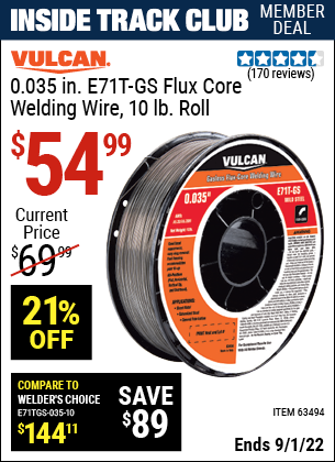 Harbor Freight Tools Coupons, Harbor Freight Coupon, HF Coupons-0.035 in. E71T-GS Flux Core Welding Wire, 10.00 lb. Roll