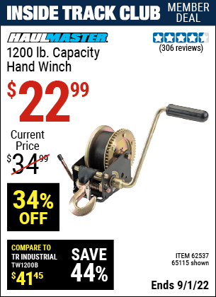 Harbor Freight Tools Coupons, Harbor Freight Coupon, HF Coupons-1200 Lb. Capacity Hand Winch