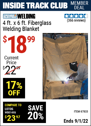 Harbor Freight Tools Coupons, Harbor Freight Coupon, HF Coupons-4 Ft. X 6 Ft. Fiberglass Welding Blanket