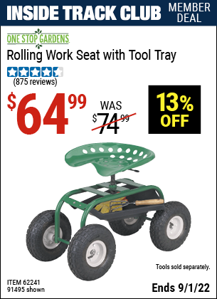 Harbor Freight Tools Coupons, Harbor Freight Coupon, HF Coupons-Rolling Work Seat With Tool Tray