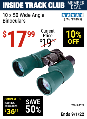 Harbor Freight Tools Coupons, Harbor Freight Coupon, HF Coupons-10 X 50 Wide Angle Binoculars