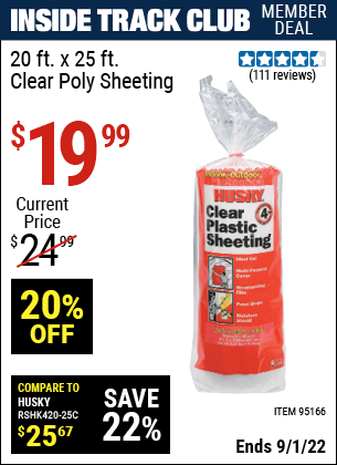 Harbor Freight Tools Coupons, Harbor Freight Coupon, HF Coupons-20 Ft. X 25 Ft. Clear Poly Sheeting