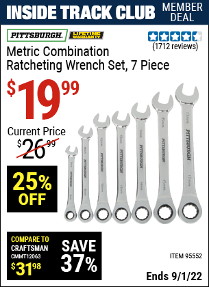 Harbor Freight Tools Coupons, Harbor Freight Coupon, HF Coupons-7 Piece Combination Ratcheting Wrench Set