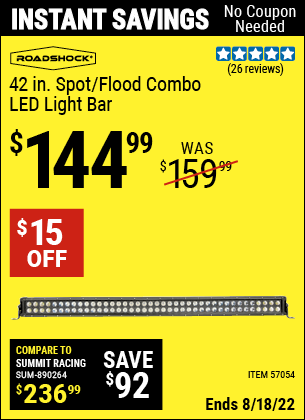 Harbor Freight Tools Coupons, Harbor Freight Coupon, HF Coupons-42 in. Spot/Flood Combo LED Light Bar