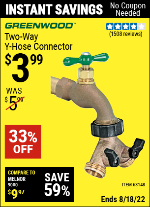 Harbor Freight Tools Coupons, Harbor Freight Coupon, HF Coupons-Two-way Y-hose Connector
