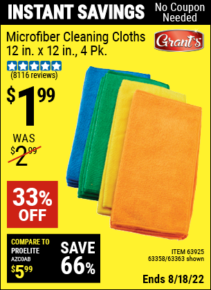 Harbor Freight Tools Coupons, Harbor Freight Coupon, HF Coupons-Microfiber Cleaning Cloths Pack Of 4