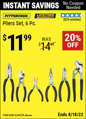 Harbor Freight Tools Coupons, Harbor Freight Coupon, HF Coupons-6 Piece Pliers Set