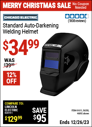 Harbor Freight Coupons, HF Coupons, 20% off - Adjustable Shade Auto-darkening Welding Helmet