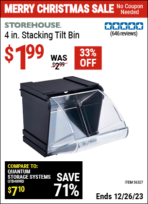 Harbor Freight Coupons, HF Coupons, 20% off - 4 in. Stacking Tilt Bin