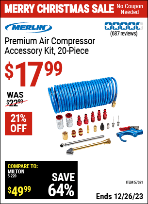 Harbor Freight Coupons, HF Coupons, 20% off - Premium Air Compressor Accessory Kit, 20 Pc.