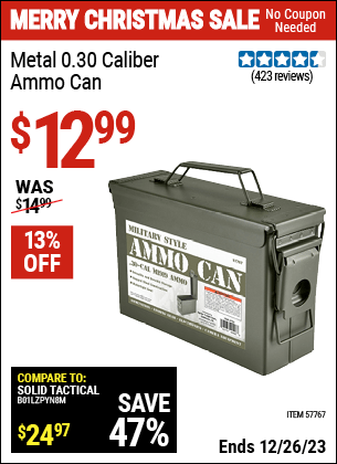 Harbor Freight Coupons, HF Coupons, 20% off - Metal 0.30 Caliber Ammo Can