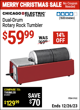 Harbor Freight Coupons, HF Coupons, 20% off - CHICAGO ELECTRIC Dual Drum Rotary Rock Tumbler for $42.99