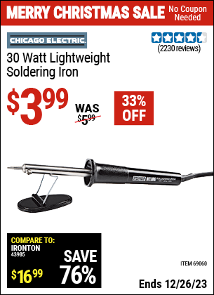 Harbor Freight Coupons, HF Coupons, 20% off - 30 Watt Lightweight Soldering Iron