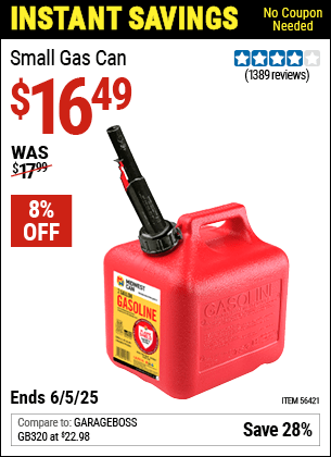 Harbor Freight Coupons, HF Coupons, 20% off - Small Gas Can
