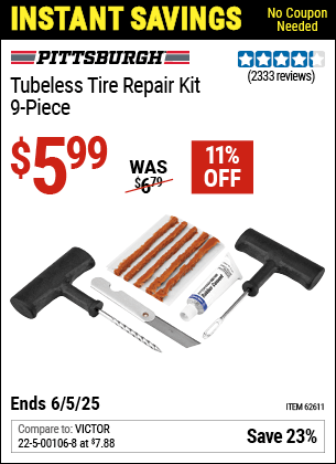 Harbor Freight Coupons, HF Coupons, 20% off - PITTSBURGH AUTOMOTIVE Tubeless Tire Repair Kit 