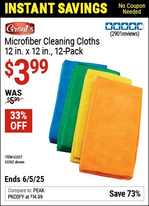 Harbor Freight Coupons, HF Coupons, 20% off - Microfiber Cleaning Cloths Pack Of 12