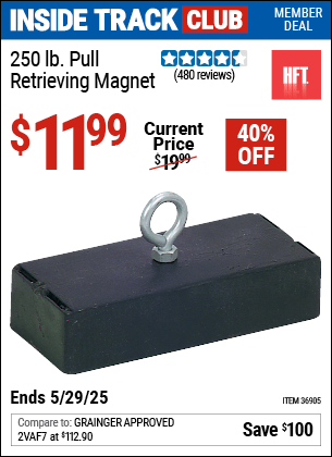 Harbor Freight Coupons, HF Coupons, 20% off - 250 Lb. Pull Retriving Magnet