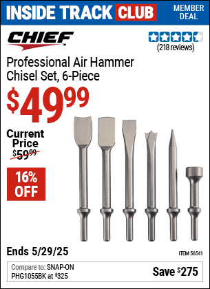 Harbor Freight Coupons, HF Coupons, 20% off - Professional 6 Pc. Air Hammer Chisel Set