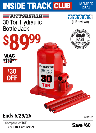 Harbor Freight Coupons, HF Coupons, 20% off - PITTSBURGH 30 Ton Hydraulic Bottle Jack 