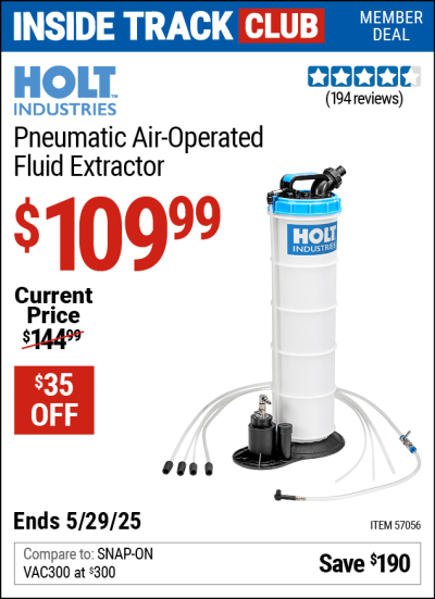 Harbor Freight Coupons, HF Coupons, 20% off - Pneumatic Air Operated Fluid Extractor