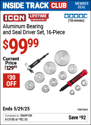 Harbor Freight Coupons, HF Coupons, 20% off - ICON Aluminum Bearing and Seal Driver Set for $89.99