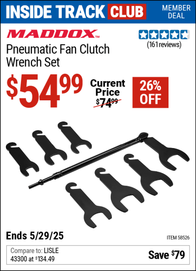 Harbor Freight Coupons, HF Coupons, 20% off - MADDOX Pneumatic Fan Clutch Wrench Set for $54.99