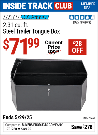 Harbor Freight Coupons, HF Coupons, 20% off - 2-1/4 Cubic Ft. Steel Trailer Tongue Box