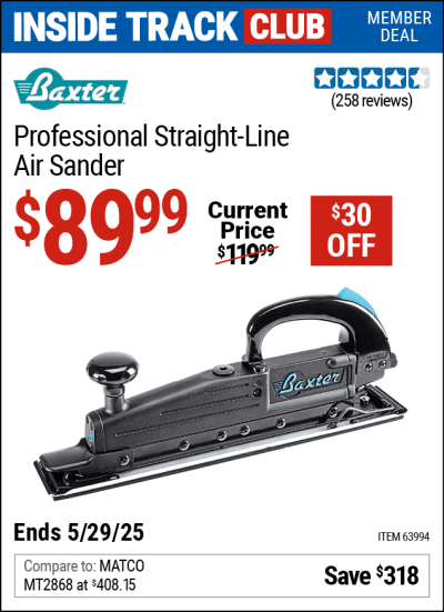 Harbor Freight Coupons, HF Coupons, 20% off - Baxter Straight Line Air Sander