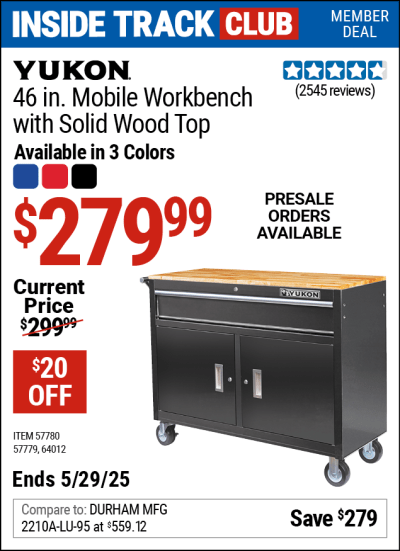 Harbor Freight Coupons, HF Coupons, 20% off - 46 In. Mobile Storage Cabinet With Wood Top