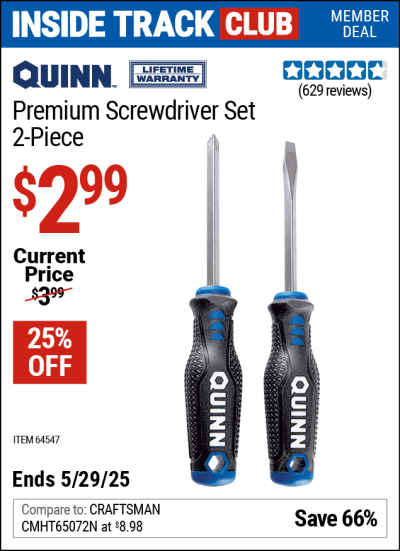 Harbor Freight Coupons, HF Coupons, 20% off - Quinn 2 Pc Premium Screwdriver Set