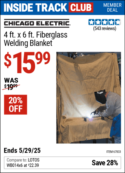 Harbor Freight Coupons, HF Coupons, 20% off - 4 Ft. X 6 Ft. Fiberglass Welding Blanket