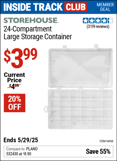Harbor Freight Coupons, HF Coupons, 20% off - 24 Compartment Large Storage Container