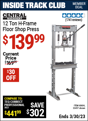 Harbor Freight Tools Coupons, Harbor Freight Coupon, HF Coupons-12 Ton Shop Press